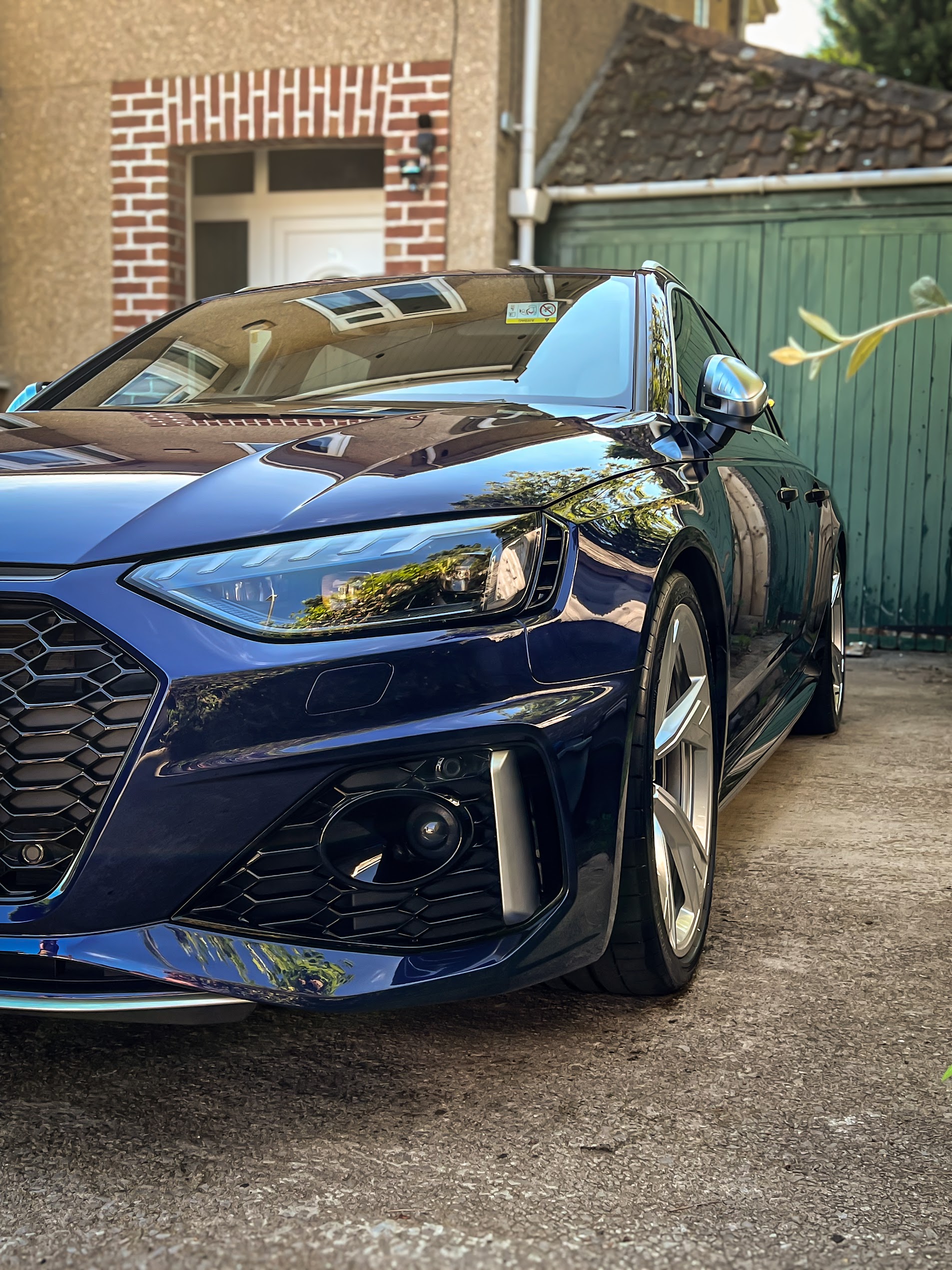 Deep blue Audi after an exterior detail